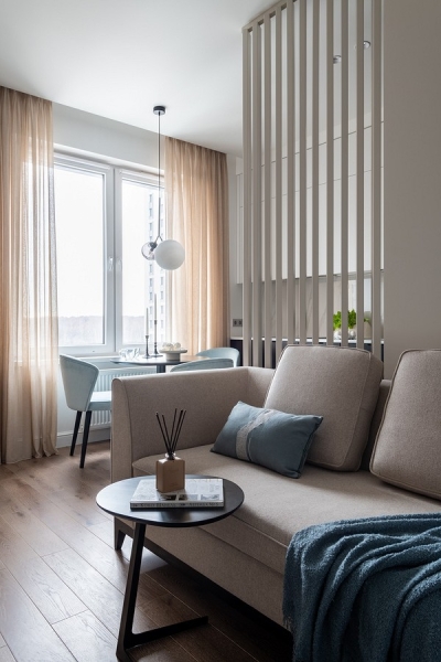 Как дизайнер сделала из стандартной однушки почти двушку: уютный интерьер квартиры 49 кв. м