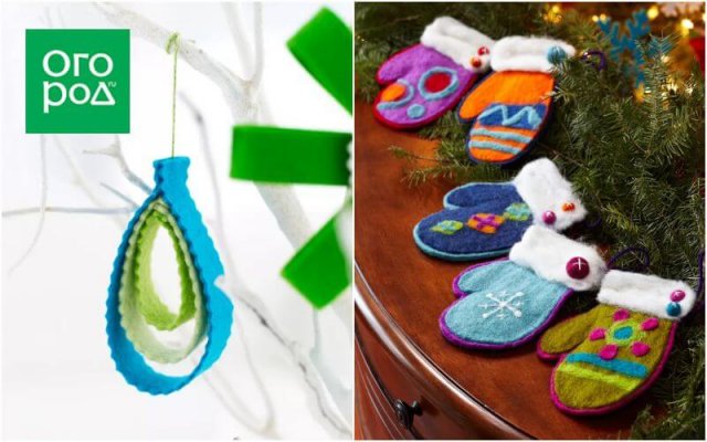 Идеи елочных игрушек из фетра 