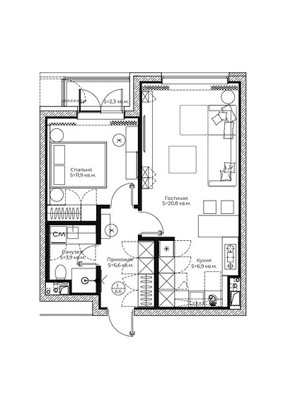Современная евродвушка 52 кв. м, где есть все необходимое | ivd.ru