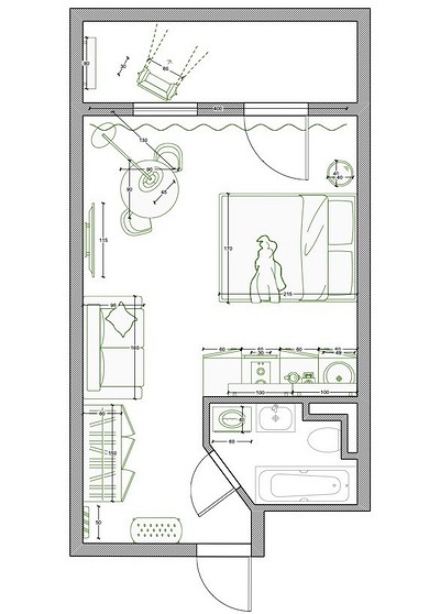До и после: маленькая студия 27 кв. м для троих гостей