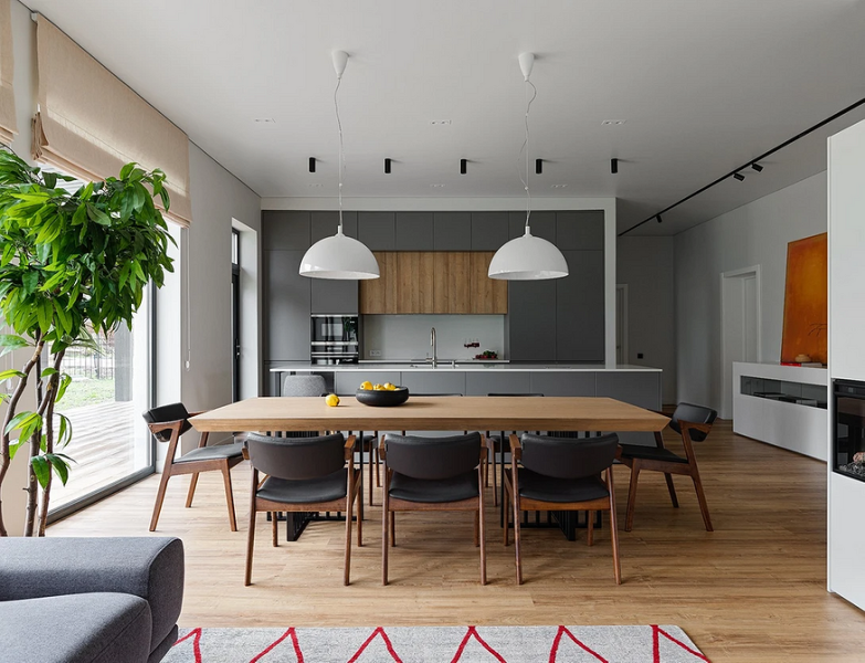 Кухня-гостиная в частном доме: идеи обустройства и примеры проектов с планировками (90 фото)