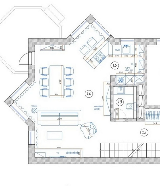Кухня-гостиная в частном доме: идеи обустройства и примеры проектов с планировками (90 фото)